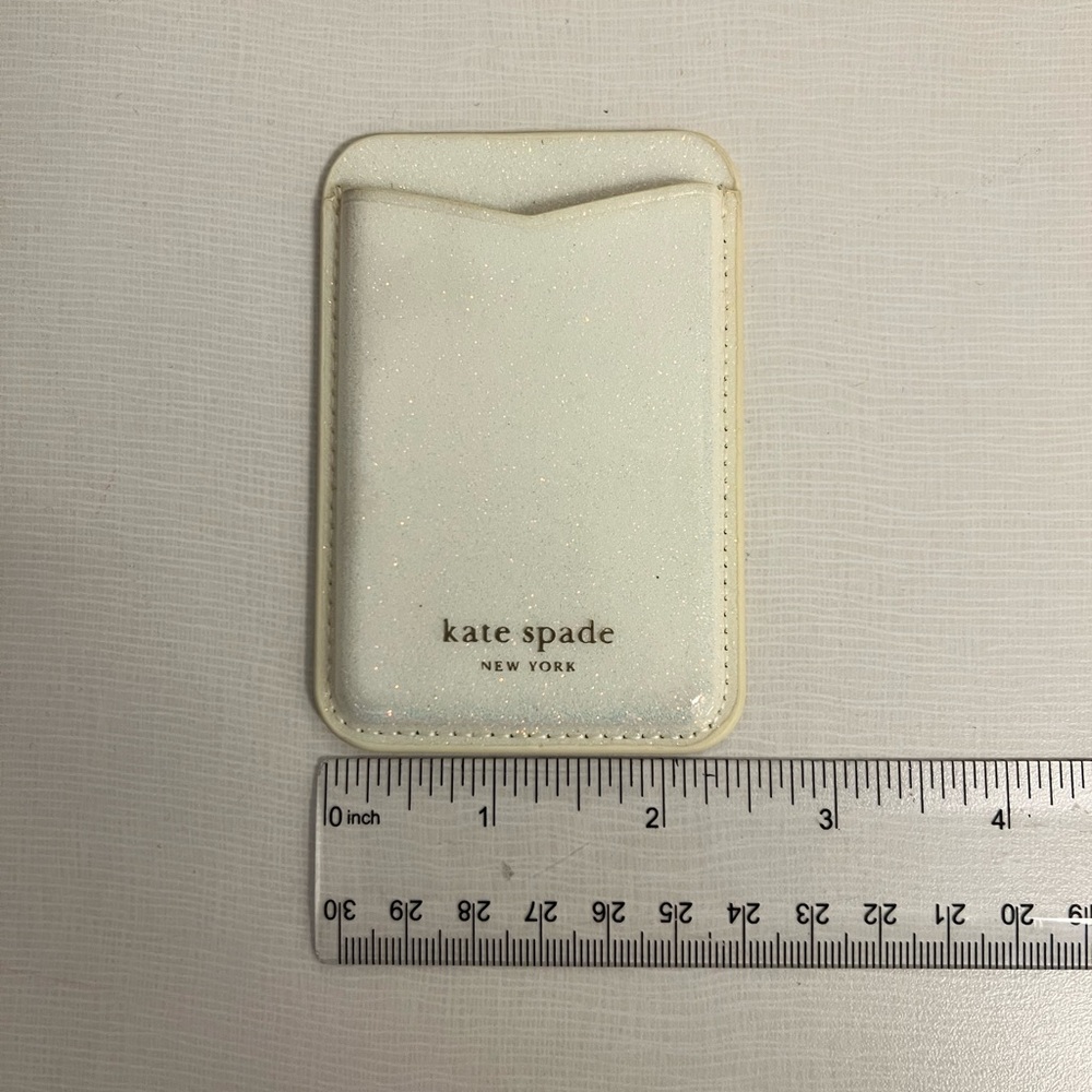 Kate Spade White Glittery Magnetic Card Holder for Phone - Picture 2 of 3